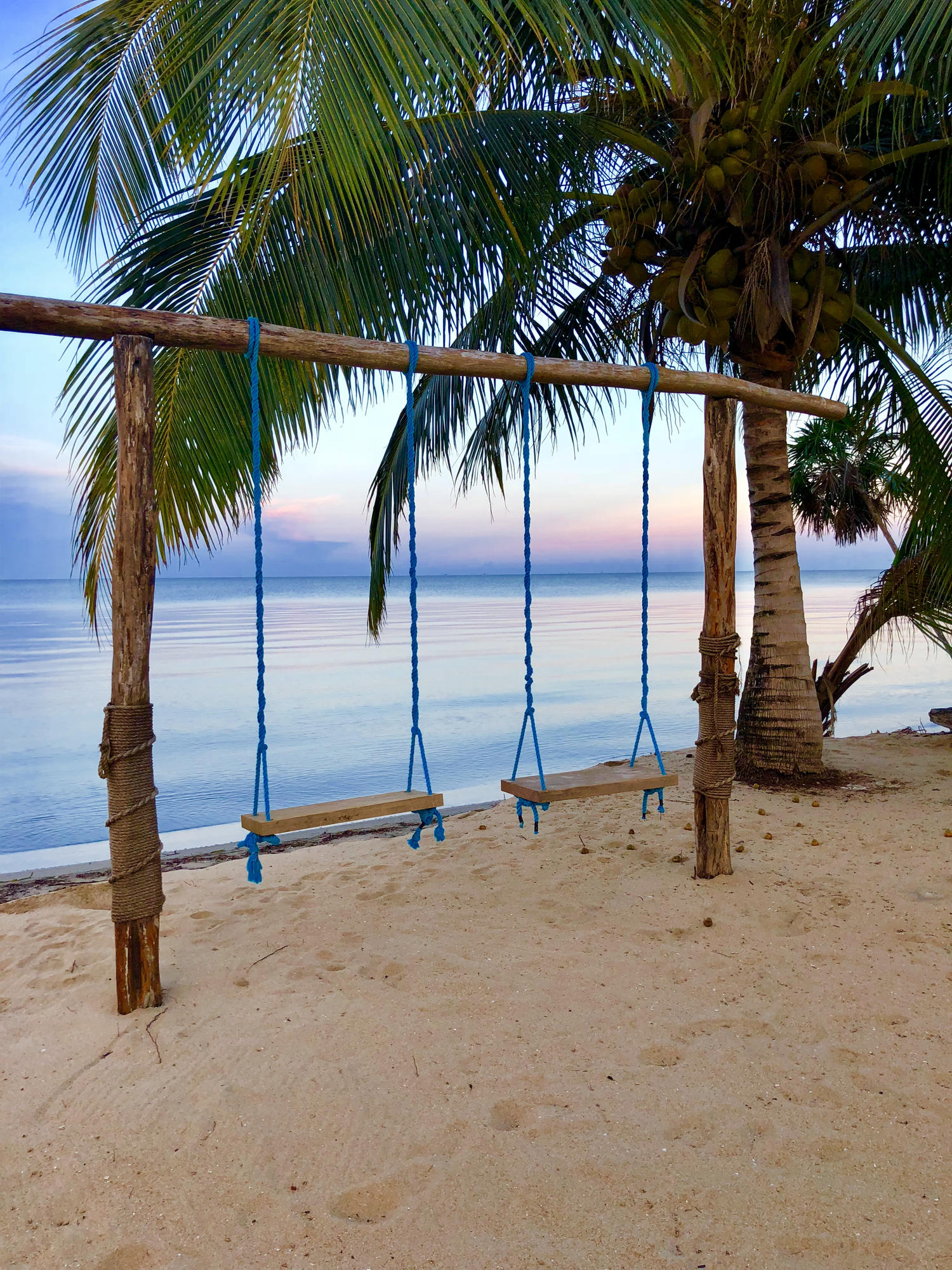 Sunrise at the swing from Pelicans Crossing Seaside Escape.