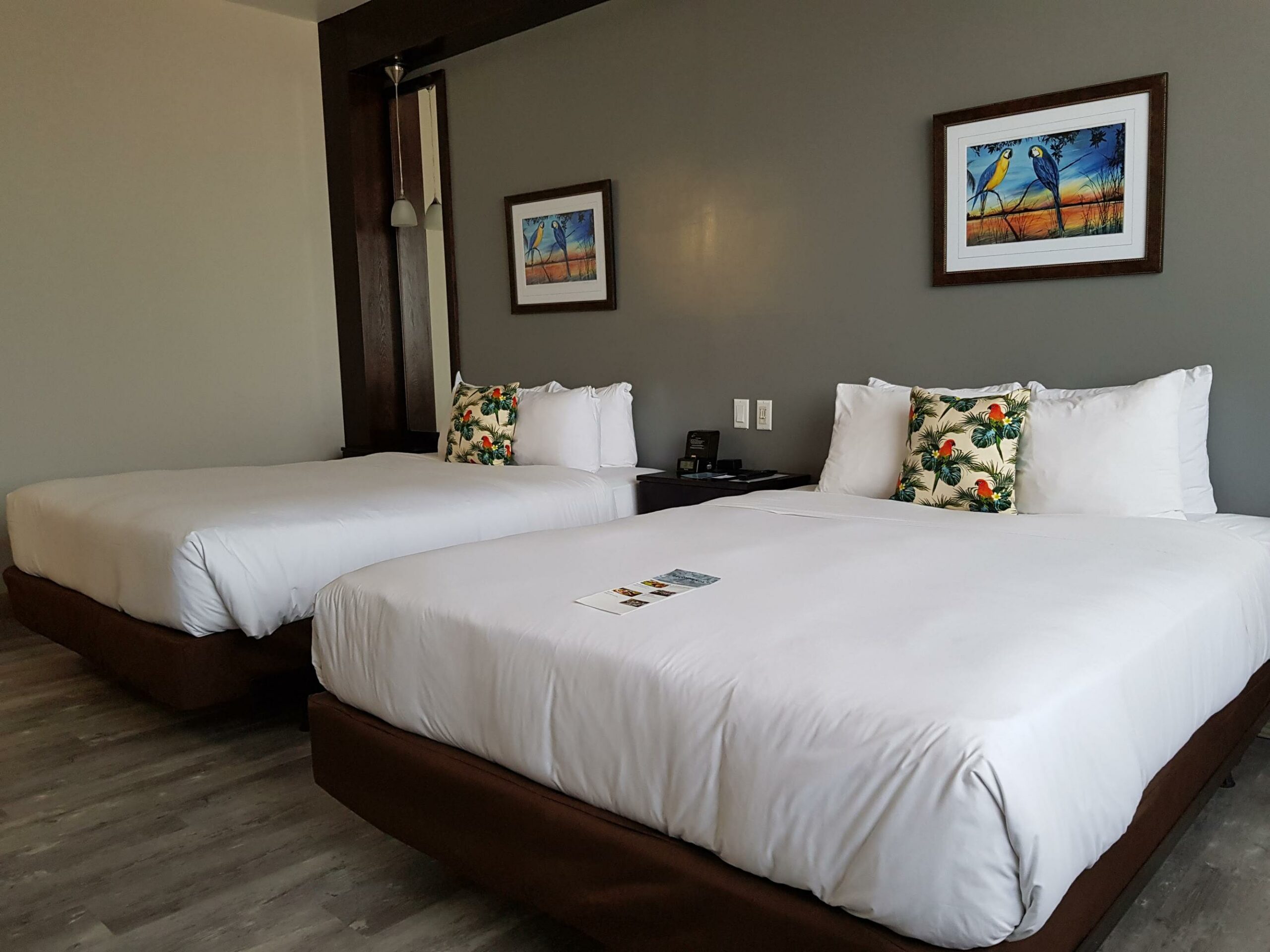 Colonial Rooms: Tastefully appointed, these rooms also offer a full view of the tranquil Caribbean Sea and marina and are located on three floors near the main lobby. First-floor rooms feature shared balconies. These also offer in-room safes, 42in. A flat-screen television with over 160 channels of free cable, iron/iron board, complimentary wifi, Ihome radio, coffee, tea and bottled water daily.