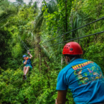 Zip-line door de boomtoppen