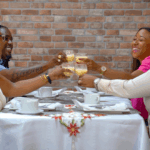 Friends happily toasting Rum Popo