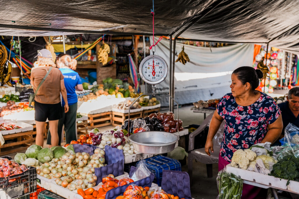 A vendor at the San Ignacio Market